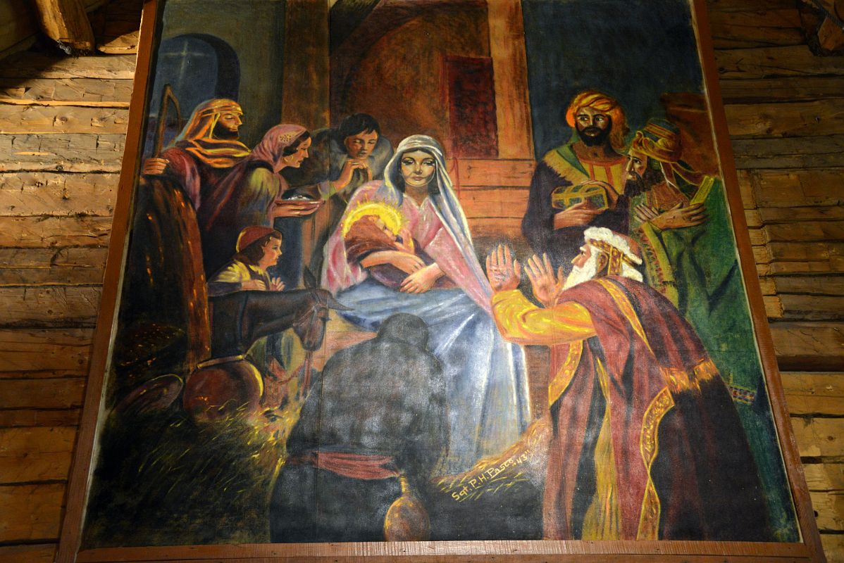 02I Nativity Scene Painting By US Sergeant P H Pasco 1943 Inside The Old Log Church In Whitehorse Yukon